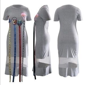 Letter Print Sequin T Shirt Dress